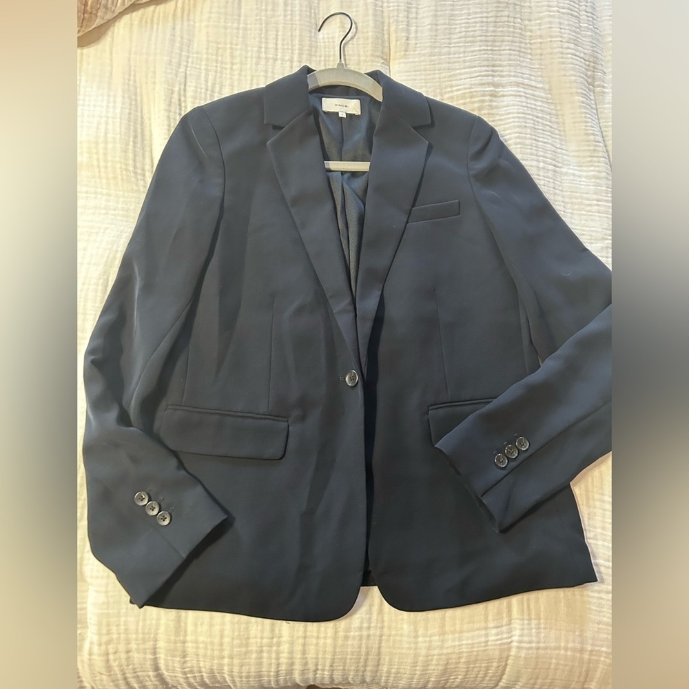 NEW VINCE Concealed Closure Notched Collar Coastal Blazer